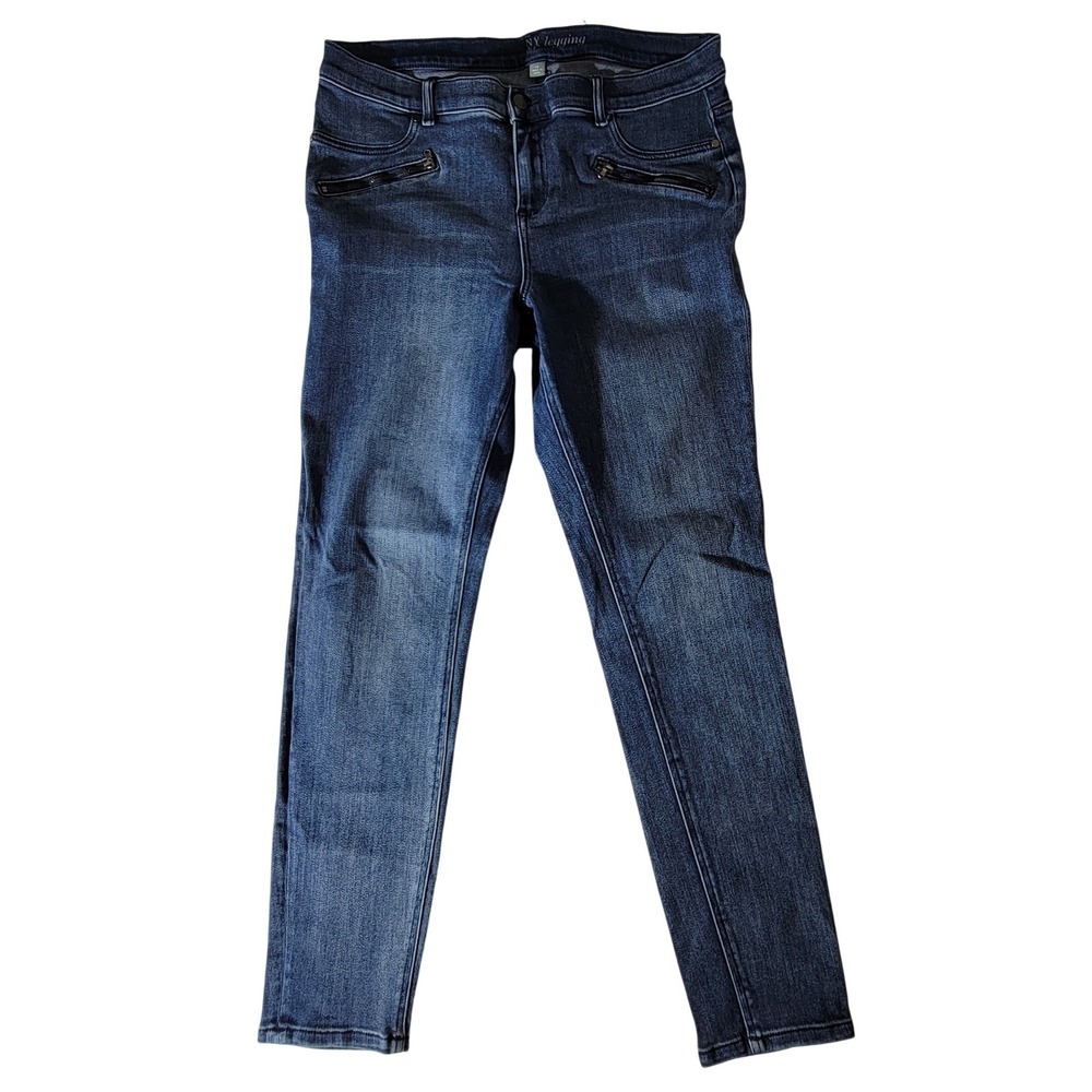 New York & Company NY Legging Blue Jeans Zipper Detail Size 14 Medium‎ Wash